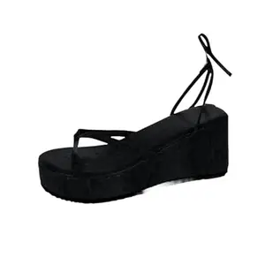 GLO GLAMP Casual Lace Up Black Color Sandals for Women's and Girl's (Size_37)