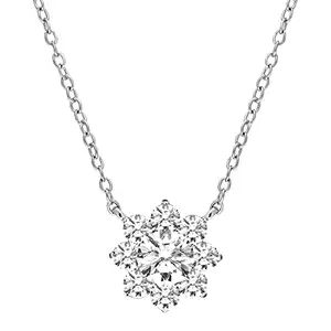 Peora Silver Plated American Diamond Studded Pendant Chain Necklace Fashion Stylish Jewelley Gift For Girls & Women (PX8P66)