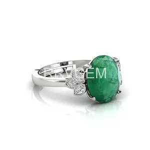 RRVGEM Natural Emerald RING 11.25 Carat Certified Handcrafted Finger Ring With Beautifull Stone Panna RING Silver Plated for Men and Women LAB - CERTIFIED