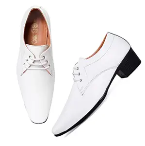 YUVRATO BAXI Men's 2" Height Increasing Synthetic Material Casual White Formal Laceup Shoes with Pu Sole.- 5 UK