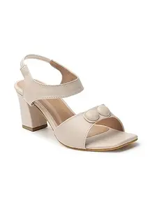 ICONICS Women's Stylish and Comfortable Back Strap Sandal for Casual IOffice I Party Use ICN-SI-W-24 Cream Heeled 7 Kids UK