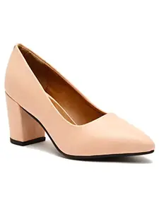 Bruno Manetti Women's Nude Slip-On Pointed Toe Back Close Comfort Heels