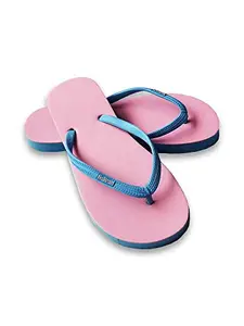NoStrain Women's Natural Rubber Flip-Flops (Pack of 2 - PinkBlue + GoWildGrey) (numeric_3)