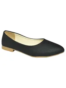 AJANTA Women Stylish Ethnic Slip on Comfortable Casual Flat Ballerina for Women & Girls Black