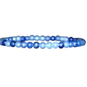 RRJEWELZ Natural Blue Aventurine 4mm Rondelle Shape Smooth Cut Beads 7.5 Inch Stretchable Bracelet For Men & Women. Unisex Bracelet For Healing, Meditation, Prosperity, Gift & Luck|STBR_RR_10340_7.5