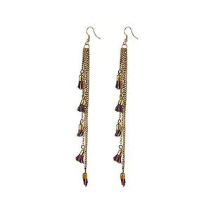Shashwani Women's Alloy, Beads Hook Dangler Hanging Tassel Earrings-Multi-PID27122