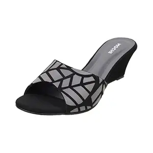 Mochi Women Wedge Heel Fashion Slip-on Black UK/7 EU/40 (41-7)