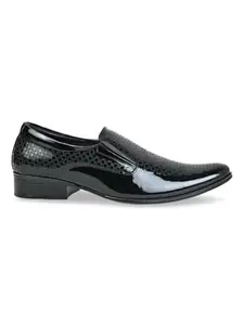 Regal Imperio Black Mens Textured Leather Formal Slip Ons