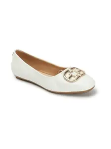 ELLE Women Ballerinas,White,UK-8