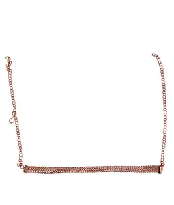 La Belleza Adjustable Rose Gold Rhinestone Studded Hasli | String | Choker | Kanthi | Necklace for Girls and Women(Rose Gold Polish)
