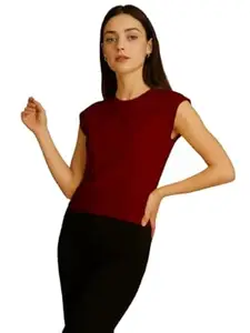 FBAR Women’s Sleeveless Top | Solid Round Neck Regular Fit Top for Women & Girls | Soft Cotton Blend Casual Top