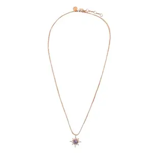 Accessorize Real Gold Plated Z Rose Gold Sparkle Star Purple Pendant Necklace