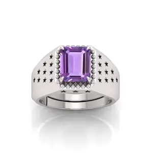 RRVGEM Certified Unheated Untreatet 6.00 Ratti AMETHYST ring Silver Plated Ring Adjustable Ring for Men and Women