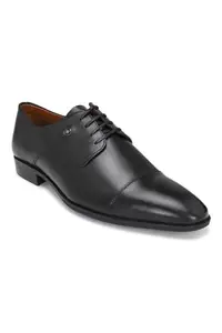 Louis Philippe Men's Black Leather Oxford Shoes, 10