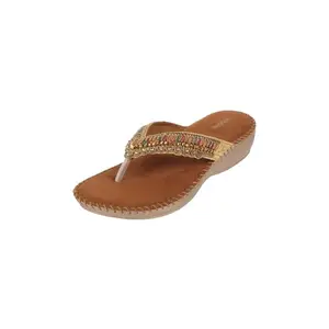 Mochi Women Antique Gold Ethnic & Comfort Slip-on Sandal UK/3 EU/36 (44-152)