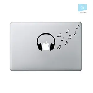 SIGN EVER Headset Music Notes Decal Vinyl Laptop Skin Stickers 15.6 14 13 12 Inches and All Models L x H 18.00 cm x 18.00 cm Pack of 1