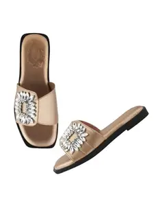 Shoetopia Women's Girls-Flat-1242 Flat Sandal-5 Kids UK (Girls-Flat-1242-Rose-Gold)-EU38