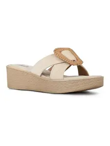 Inc.5 Womens Beige Casual Solid Round Toe Wedge Heels