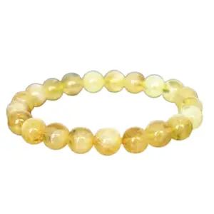 RRJEWELZ Natural Citrine 10mm Round Shape Smooth Cut Beads 7 Inch Stretchable Bracelet For Men & Women. Unisex Bracelet For Healing, Meditation, Prosperity, Gift & Luck|STBR_RR_10965_7.0