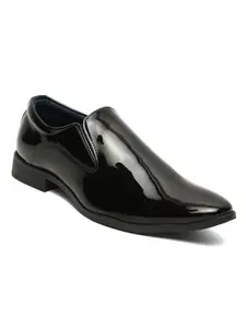 Kosher Black Patent Faux Leather Men's Slip-on Formal Shoes