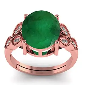 LMDLACHAMA LMDLACHAMA 10.25 Ratti / 9.50 Carat Original Emerald Gemstone Adjustable Rose Gold Ring For Girl's And Women's