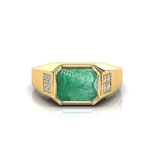 RRVGEM Natural Emerald RING 3.25 Carat Certified Handcrafted Finger Ring With Beautifull Stone Panna RING Gold Plated for Men and Women