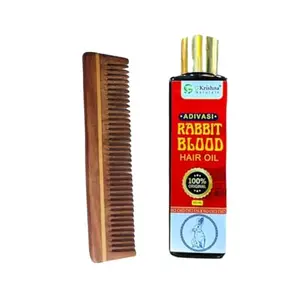 G Krishna Naturals Hair Brushes Wooden Neem Comb & Flaxseed Conditioner for Women & Men | Durable Long Lasting Wood Kangi and Hair Conditioner for Natural Hair Growth (Pack of 1 Each)(GKNAPC1-06)