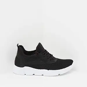 shoexpress Women's Textured Low Ankle Lace-Up Running Shoes Black 3.5 Kids UK (HMD-SX1)