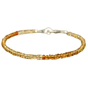 RRJEWELZ Shaded Citrine Rondelle Beaded Bracelet – Faceted 3mm Multicolor Stones with Silver Lock – 7 Inch Adjustable link Bracelet for Men & Women|LCBR_RR_06074