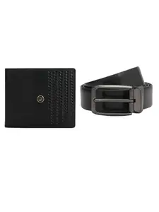 Da Milano Premium Gift Set for Men|Leather Wallet & Belt Combo - Black & Brown
