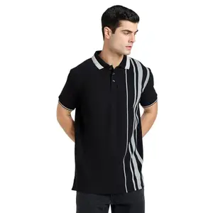 EDRIO Black Monochrome Mastery PoloT-Shirt for Men