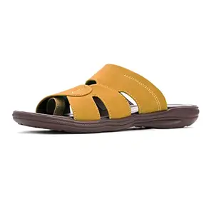 Khadim's Synthetic PVC Sole Tan Solid Sandal For Men Size UK - 8