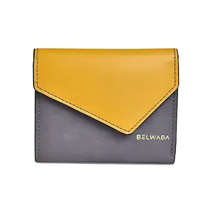 Belwaba Faux Leather Grey/Yellow Women's Wallet