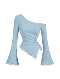 SILES FASHION Women’s Apricot Drawstring Bell Sleeve Top – Polyester for_Casual Wear_54