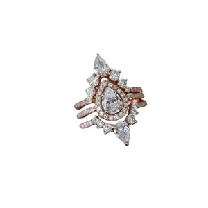 A K GEMS AND JEWELLERY Certified Moonstone Stackable Rose Gold Plating Ring for Women