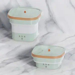 Lukzer Mini Foldable Washing Machine | Portable, Compact & Lightweight Laundry Machine for Travel, Dorms & Small Spaces | Ideal for Baby Clothes, Underwear & Delicates (1 Pc Green, 28x28x27.5 cm)