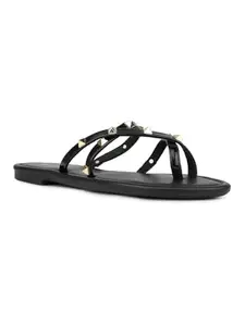 Inc.5 Womens Black Casual Strappy Open Toe Flats