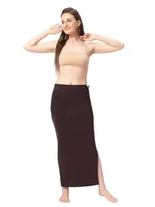 Lycra Saree Shapewear Petticoat for Women, 95% Cotton 5% Lycra Blended, Petticoat, Skirts for Women, Shape Wear Dress for Saree (Plus Size, Coffee Brown)