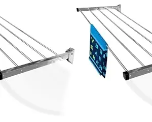 CONCEPT & SOLUTIONS 5 Pipes x 5 Feet -Foldable Wall Mounted Cloth Dryer/Clothes Stand (6 Pipes, 2 feet) and 5 Pipes x 5 Feet -Foldable Wall Mounted Cloth Dryer/Clothes Stand (6 Pipes, 5 feet) Combo Pack|CS-490