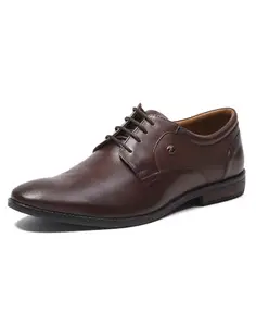 Monte Carlo Mens Brown Solid Lace Up Genuine Leather Derby Shoes (201802FW-2-9)