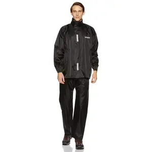 Amazon Brand - Solimo Polyester Water Resistant Rain Coat with Pant (Black, X-Large)