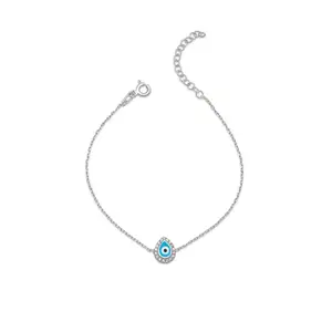 Silberry 925 Sterling Silver Evil Eye Drop Bracelet | Gift for Girlfriend and Wife | Bracelet for Women & Girls | With Certificate of Authenticity and BIS Hallmark