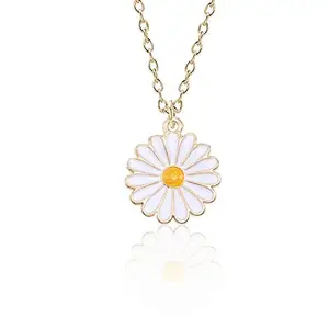 Simply Gorgeous White Enamel Daisy Flower Charm Pendant Necklace for Jewellery/Gifting Women (with Chain)