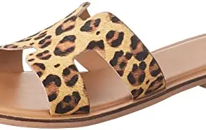 Carlton London Women's Leopard Flat Sandal-6 Kids UK (CLL-6812)