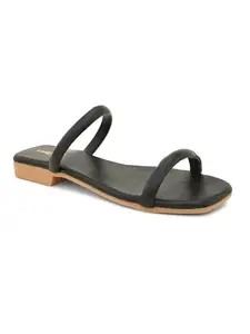 Longwalk Women Casual Flat Sandals Black-W-2409