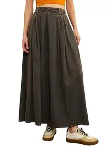 Sassafras Women's Acid Wash Box Pleated Maxi Skirt