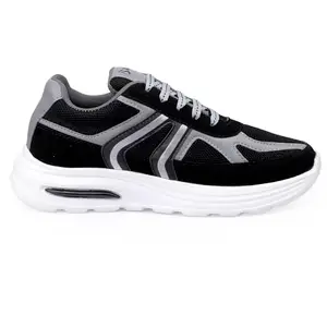 BXXY Men's Black Casual Sports Running Laceup, Light Weight and Comfortable Shoes- 8 UK