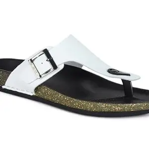 AADI Men's White Synthetic Leather Lightweight Comfortable Indoor Outdoor Daily Use Casual Slides/Slippers/Sandals/Floaters