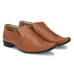 Rising Wolf Men's Synthetic Leather Formal Shoes (Tan, Numeric_8)