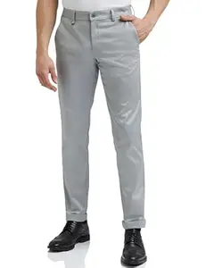 Van Heusen Men's Regular Fit Mid Rise Textured Cotton Formal Trouser